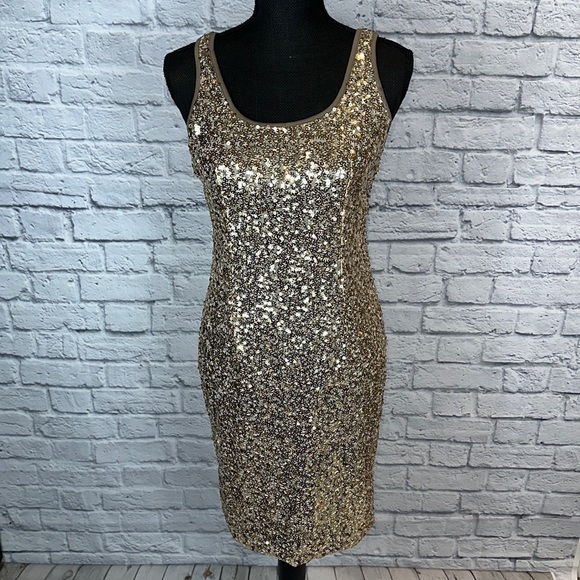 Cocktail Dress With Sleeves Gold Sequin Dresses For Juniors Shein Dresses  Gold Sequin Dress Color: Gold